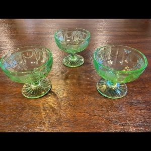 Green Depression Cameo/Ballerina Sherbet Glasses
